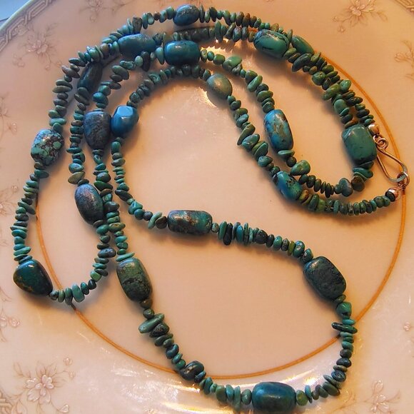 Jay King DTR Sterling Natural Green Blue Turquoise Nugget Strand Necklace - Picture 3 of 10